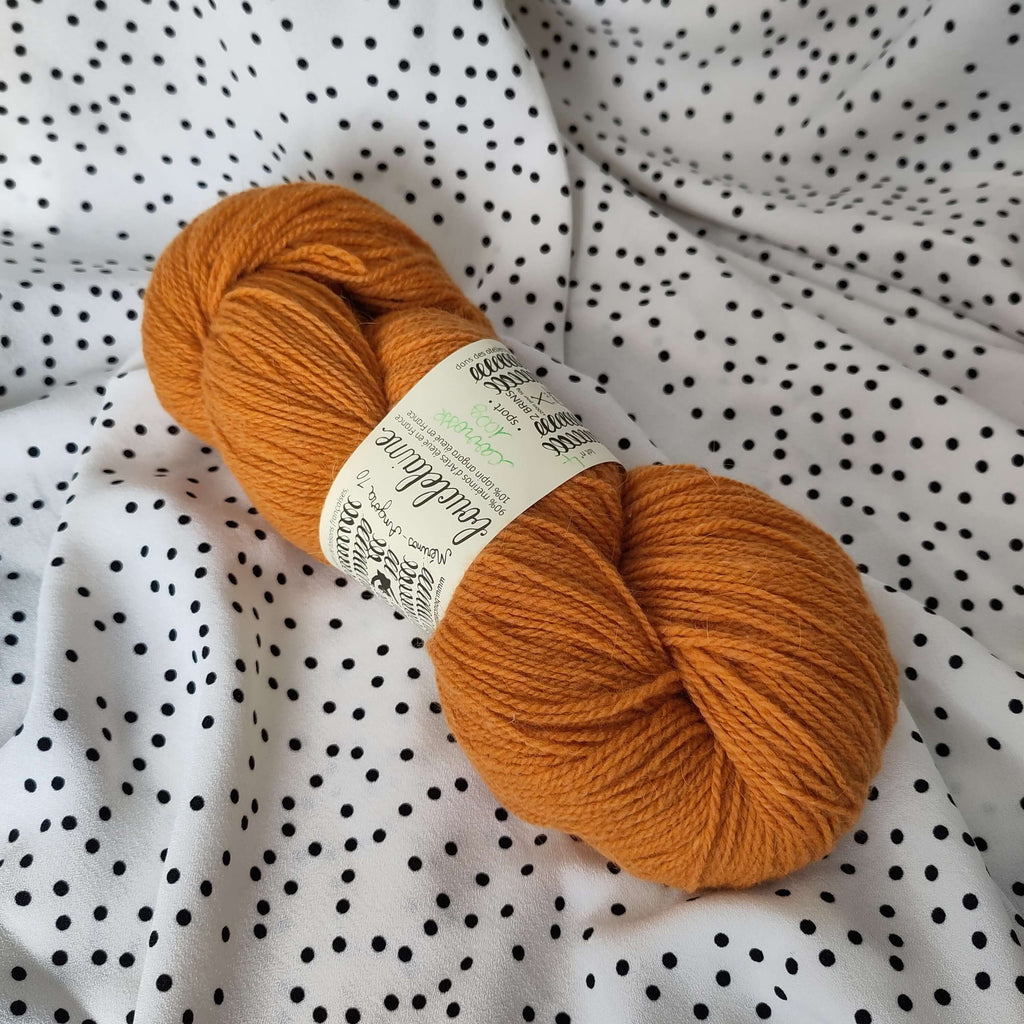 wolle merino angora bouclelaine orange gelb