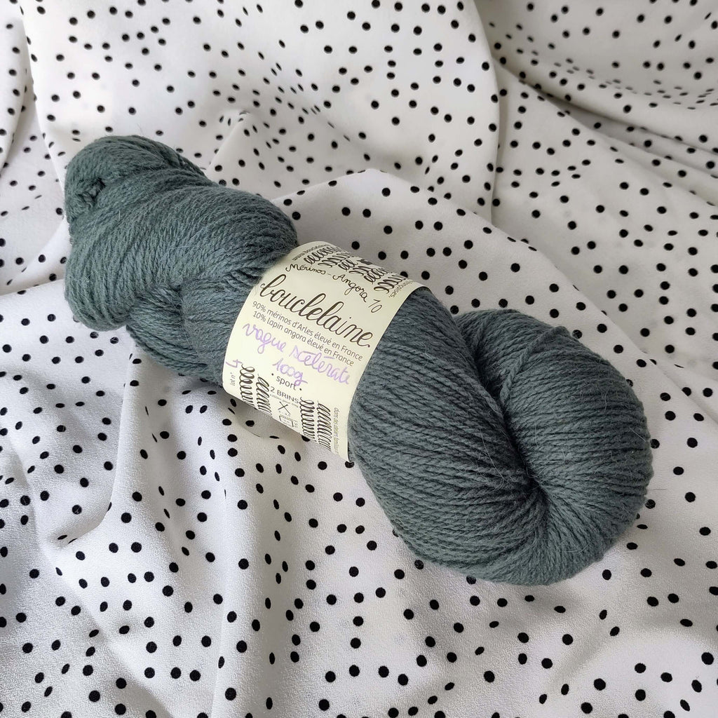 wolle merino angora bouclelaine blau grau